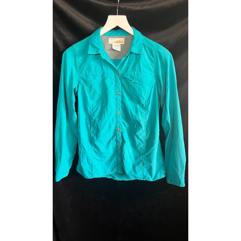 ExOfficio Insect Shield Repellent Hiking Fishing Teal Vented Women's Small